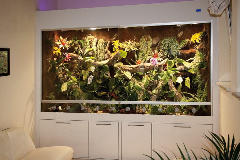 290 cm langes Terrarium, gebaut wie ein Wandschrank von Zimmerseite zu Zimmerseite