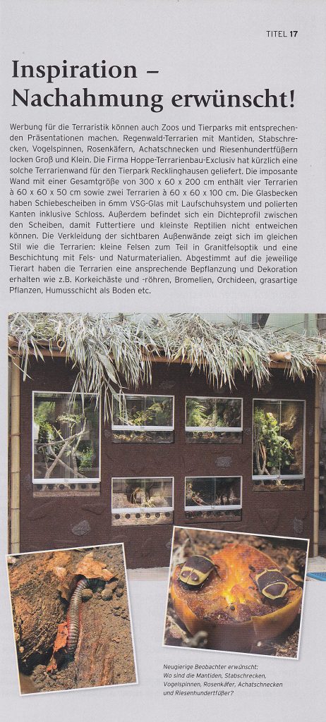 Artikel in der ZZA 08/2018 über unser Projekt für den Tierpark Recklinghausen Artikel in der ZZA 08/2018 über unser Projekt für den Tierpark Recklinghausen
